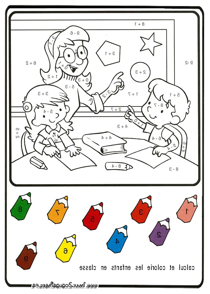 Coloriage Calcul Frais Calcul Et Colorie Les Enfants En Classe