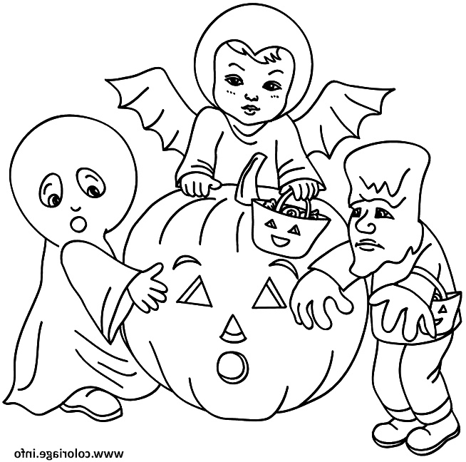 Coloriage Halloween A Imprimer Frais Coloriage 3 Enfants Deguises Pour Halloween Avec Une