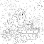 Coloriage Cadeau De Noel Génial Coloriage à Imprimer Le Père Noël Distribue Les Cadeaux