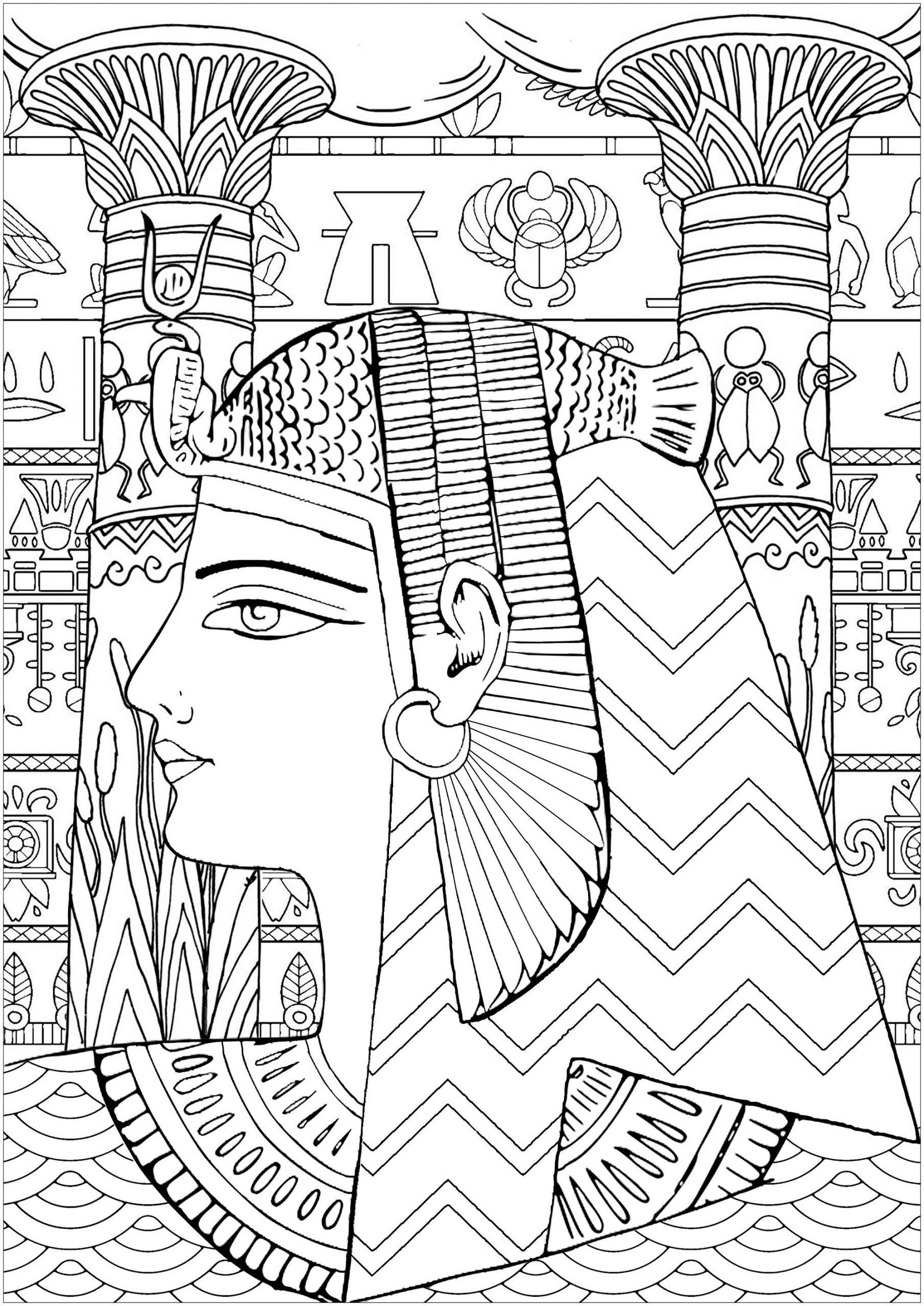 image=egypte et hieroglyphes coloriage reine egypte difficile 1