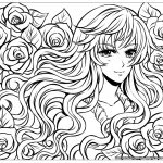 Coloriage Fille Manga Luxe Fille Manga Fleurs Dans Ses Cheveux Divers Animes Et