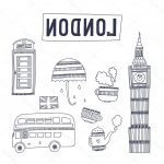 Coloriage Londres Inspiration Vector London tourism attractions and Symbols — Stock