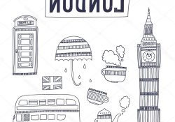 Coloriage Londres Inspiration Vector London tourism attractions and Symbols — Stock