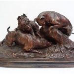 Chasse Au Lapin Unique French Bronze Pj Mene Three Dogs Hunting A Rabbit 19th