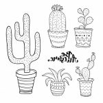 Coloriage Cactus Frais Set Succulente Disegnato A Mano E Set Di Cactus Doodle