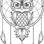 Coloriage Mandala Hibou Élégant Tattoo Owl Dreamcatcher