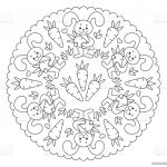 Coloriage Mandala Lapin Élégant Coloriage Mandala Avec Lapin Et Carottes Illustration De