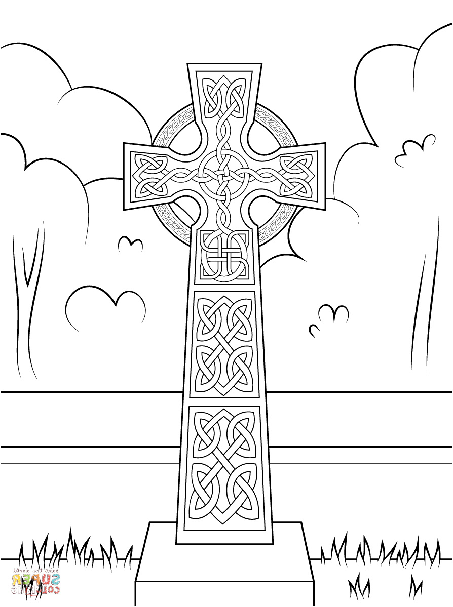 Coloriage Croix Nouveau Croix Celtique Avec Décorations Super Coloring