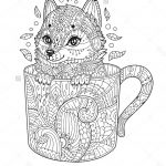 Coloriage Anti Stress Animaux Tortue Élégant Fox In Cup Adult Antistress Coloring Page With Animal In