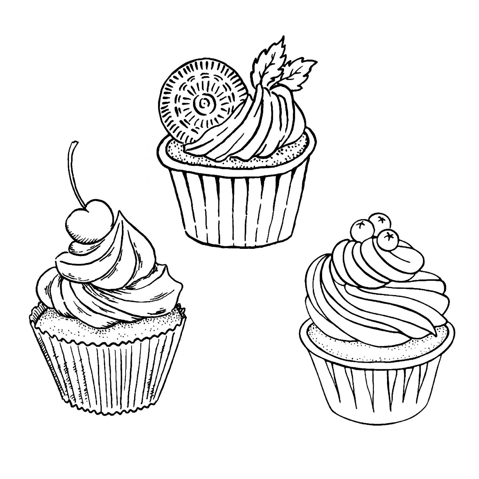 Coloriage De Cupcake Nice Trois Bons Simples Cupcakes Coloriage Cupcakes Et