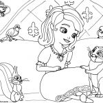 Coloriage Enfant Princesse Inspiration Coloriage Princesse Sofia Sur Son Lit Avec Un Lapin Dessin