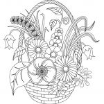 Coloriage Fleur Nice Various Flowers In A Basket Flowers Adult Coloring Pages
