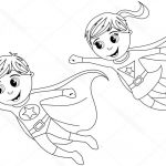 Coloriage Garcon Super Heros Nice Enfants Garçon Et Fille Super Héros Voler Pour Coloriages