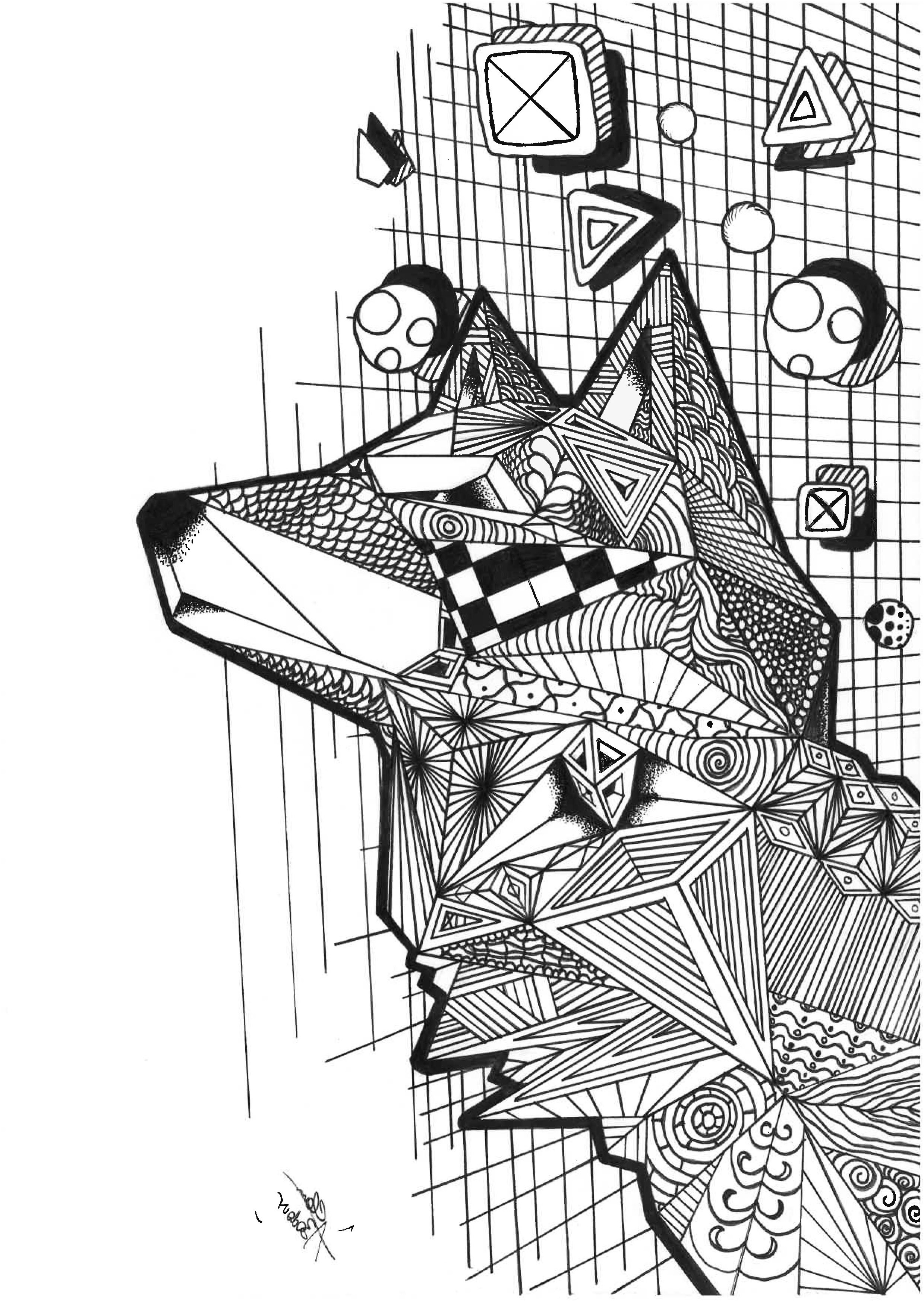Coloriage Géométrique Inspiration Loup Avec Motifs Geometriques Loups Coloriages