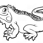 Coloriage Iguane Frais Ilustración De Personaje De Dibujos Animados De Lagarto