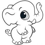 Coloriage Kawaii Animaux Inspiration Coloriage Elephant Cute Mignon Animaux Jecolorie