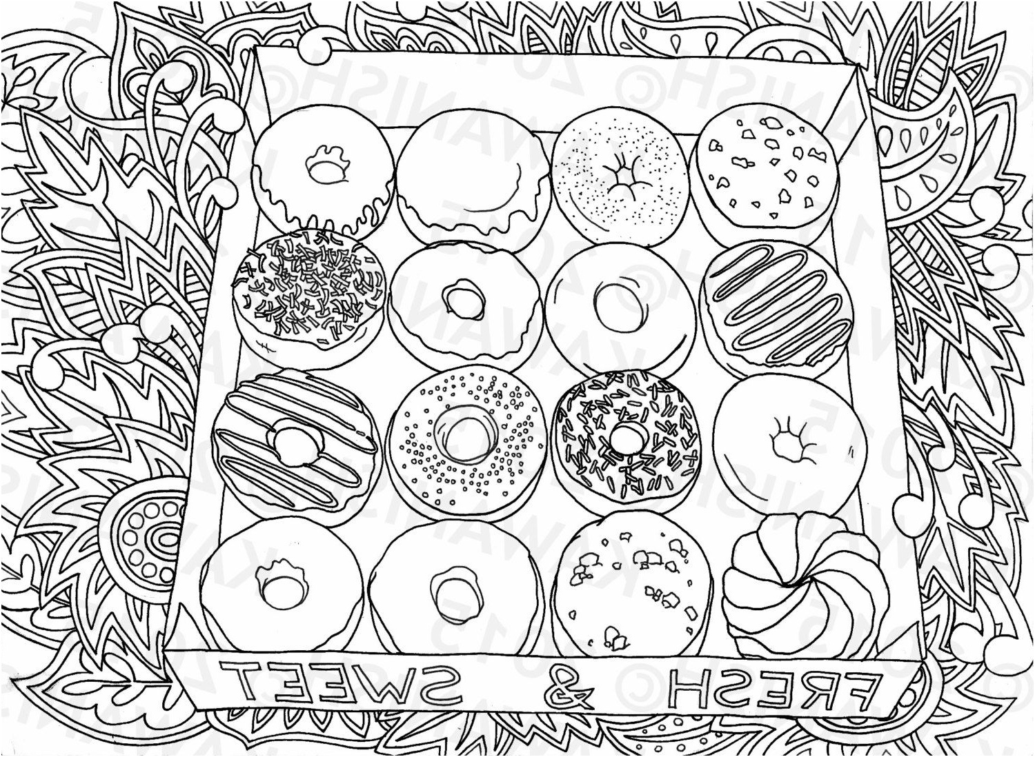 Coloriage Kawaii Donuts Luxe Donuts Doughnuts Adult Coloring Page T Wall Art by