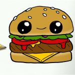 Coloriage Kawaii Génial Ment Dessiner Hamburger Kawaii Étape Par Étape