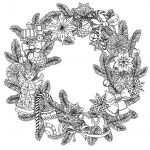 Coloriage Mandala Noel Luxe Christmas Wreath With Decorative Items Black And