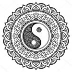 Coloriage Yin Yang Inspiration Mandala Do Tatuagem Do Henna Smbolo Decorativo De Yin