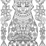 Coloriage De Chat Kawaii Génial Cute Cat On Pillow With Flowers Cats Adult Coloring Pages