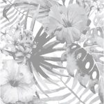 Coloriage Feuille Tropicale Luxe Fleurs Tropicale Image Grayscale à Imprimer