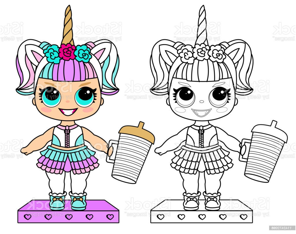 Coloriage Lol Surprise Licorne Inspiration Ilustración De Disfraz De Unicornio Página Vectorial Para