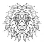 Coloriage Lion Facile Inspiration Lion Head With Big Mane Lions Adult Coloring Pages