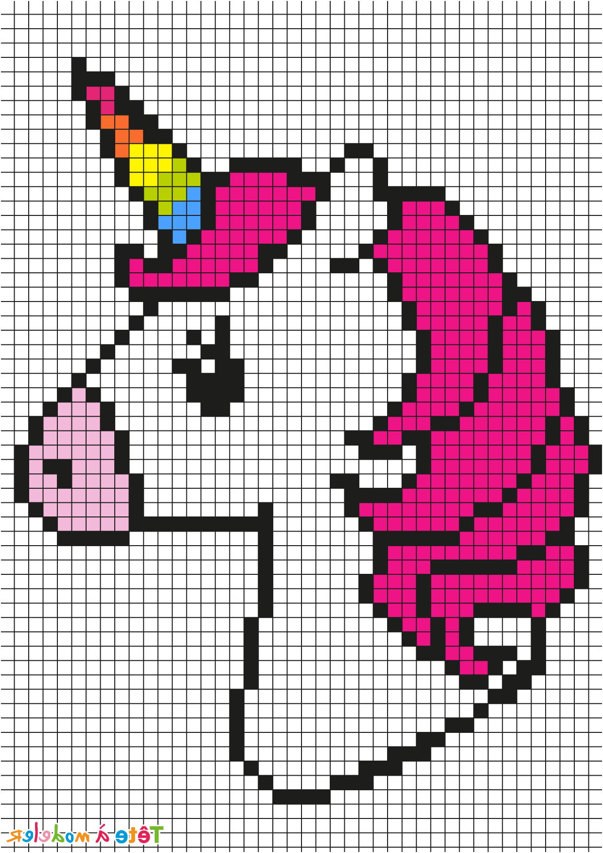 Coloriage Pixel Licorne Génial Dessin Pixel Art Licorne Facile
