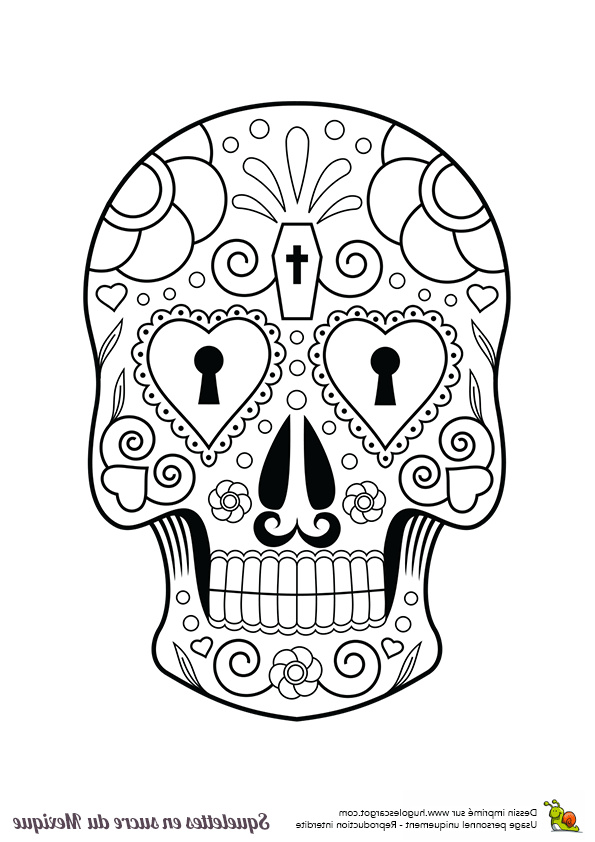 Coloriage Squelette Mexicain Frais Coloriage Squelette Sucre Serrure Coeurs Sur Hugolescargot