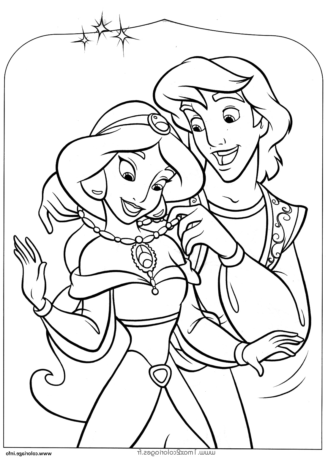 aladdin et princesse jasmine coloriage dessin