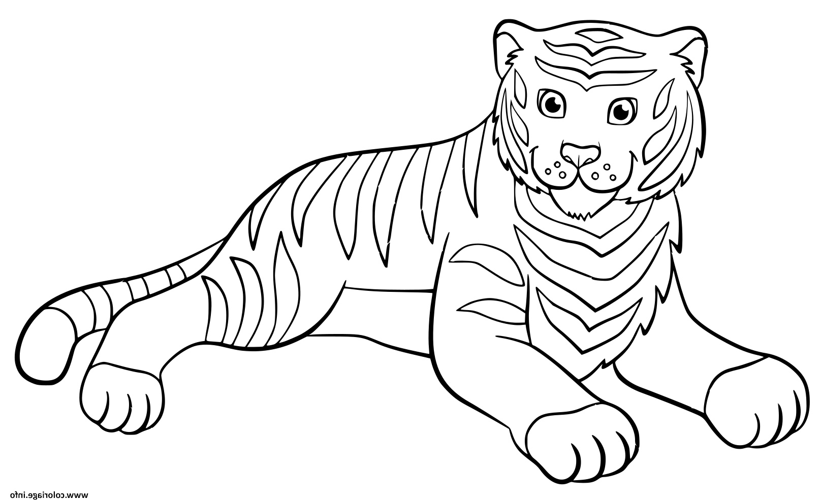 adorable tigre qui se repose coloriage