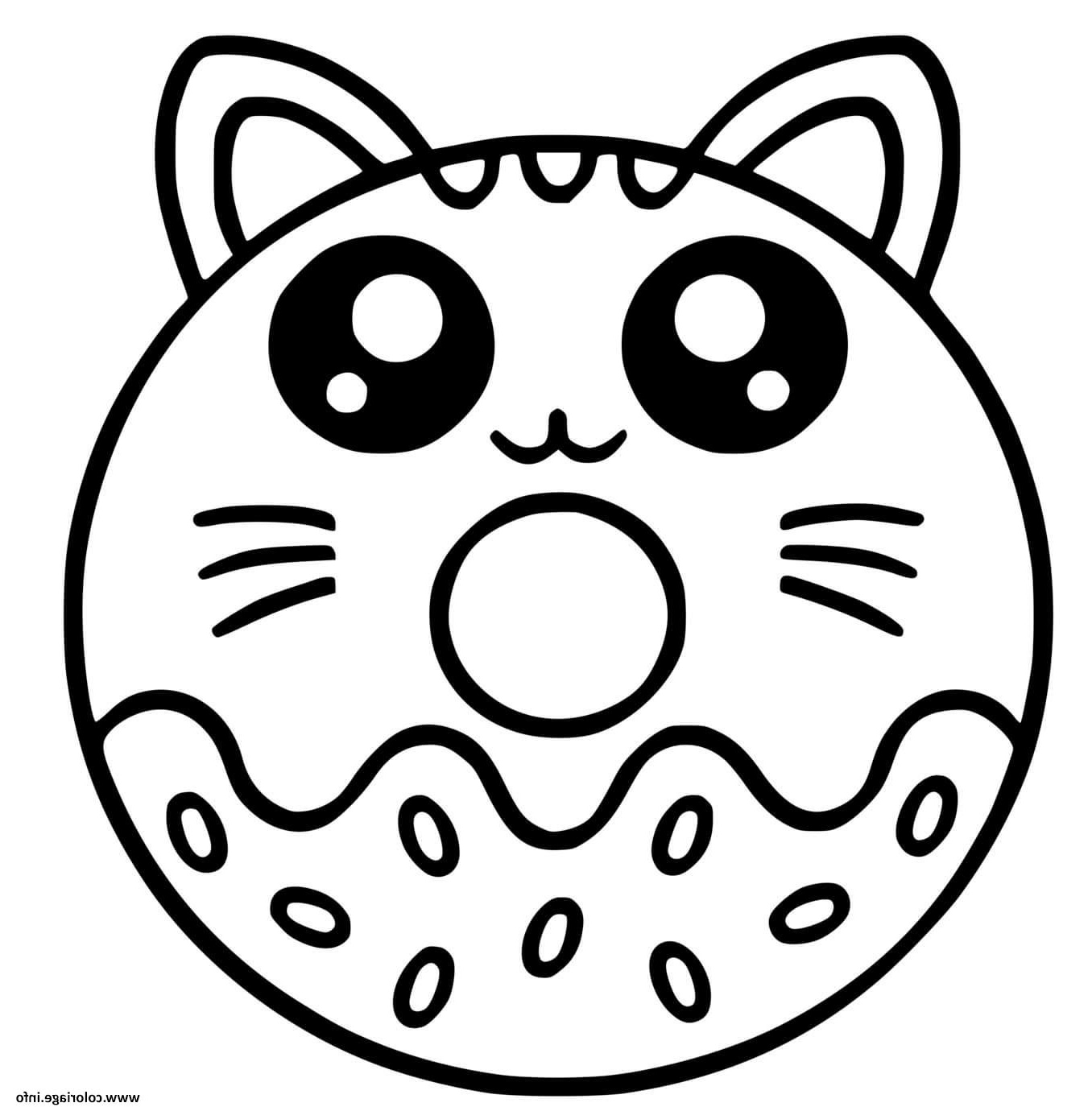 donut beigne chat kawaii coloriage