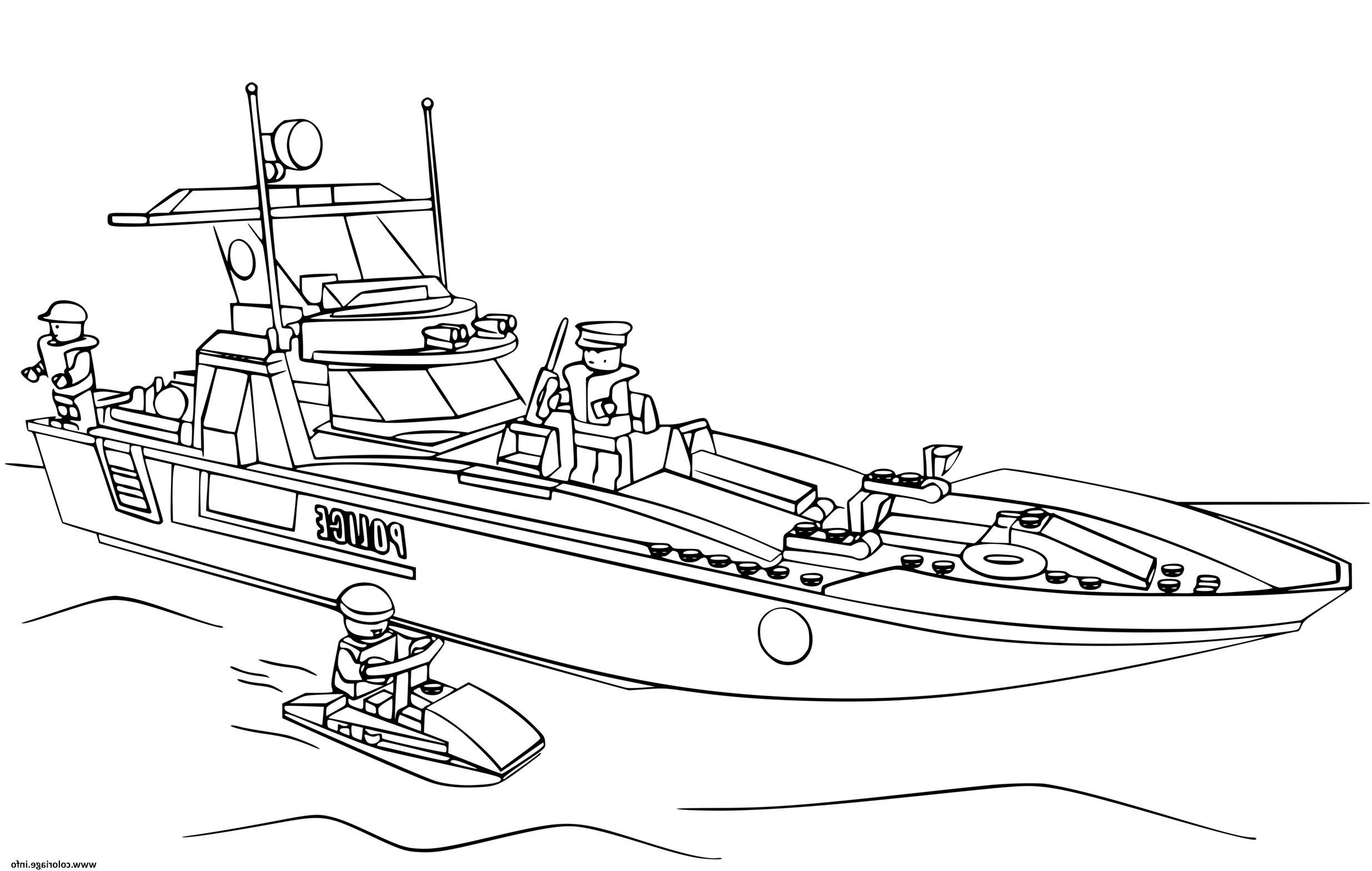 lego police bateau navigatio maritime coloriage