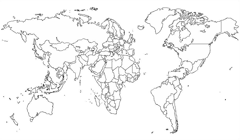 carte du monde vierge avec pays