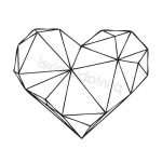 Coloriage Diamant Coeur Élégant Black On White Heart Geometric Art Scandinavian Design Poster Wall