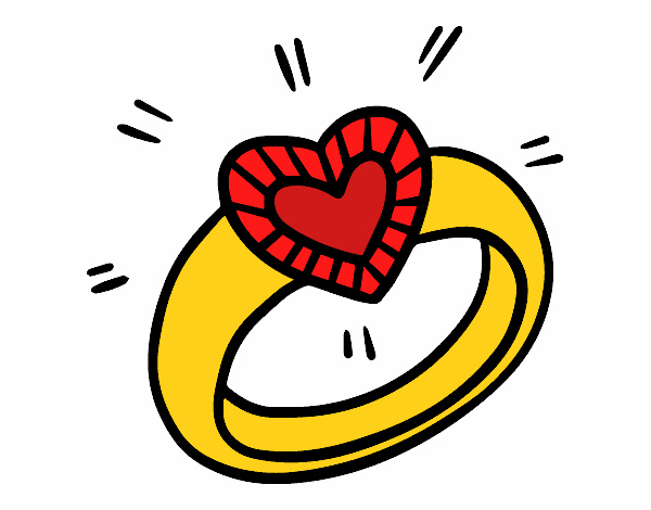 anneau de diamant avec le coeur colorie par