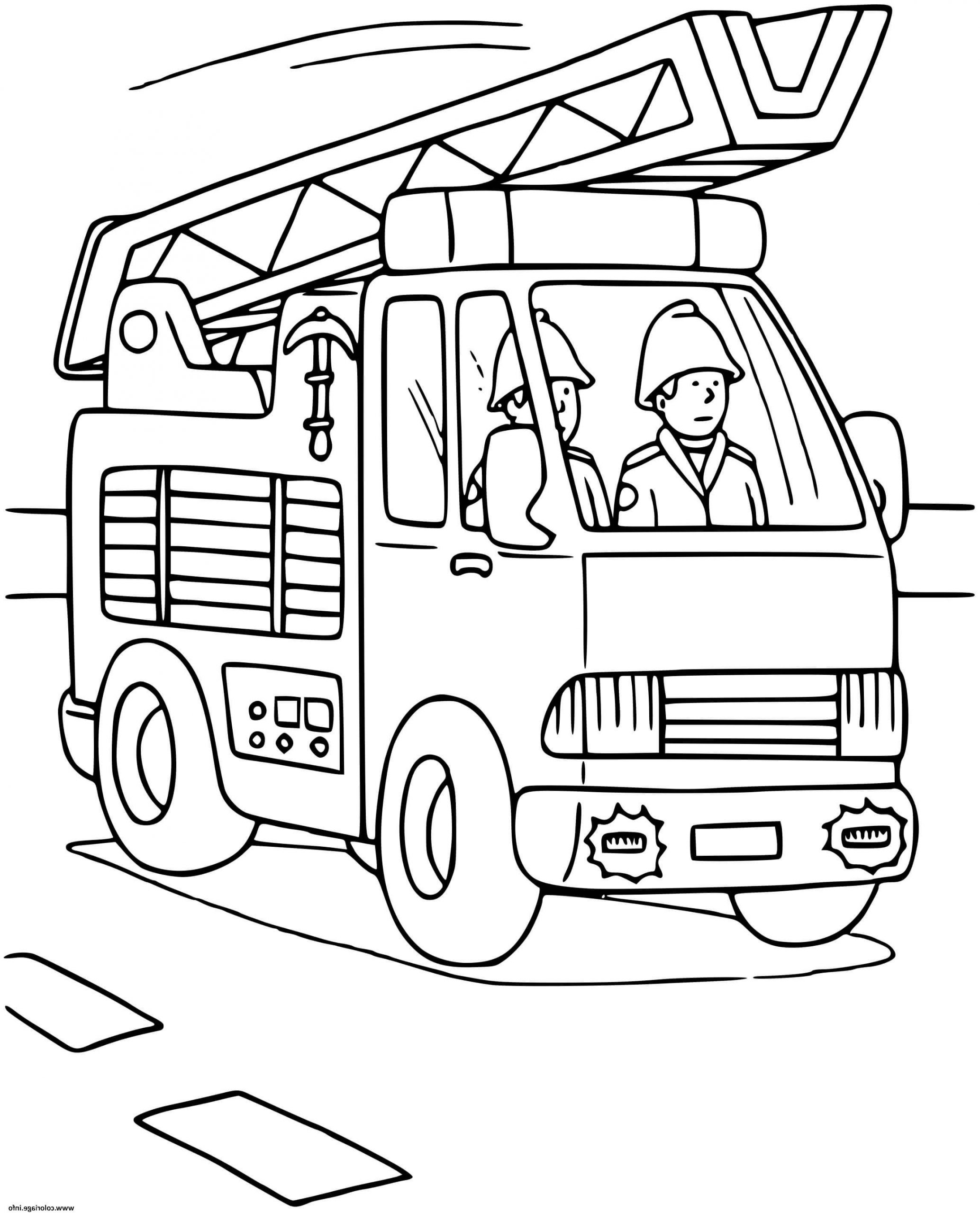 camion des pompiers avec echelle coloriage