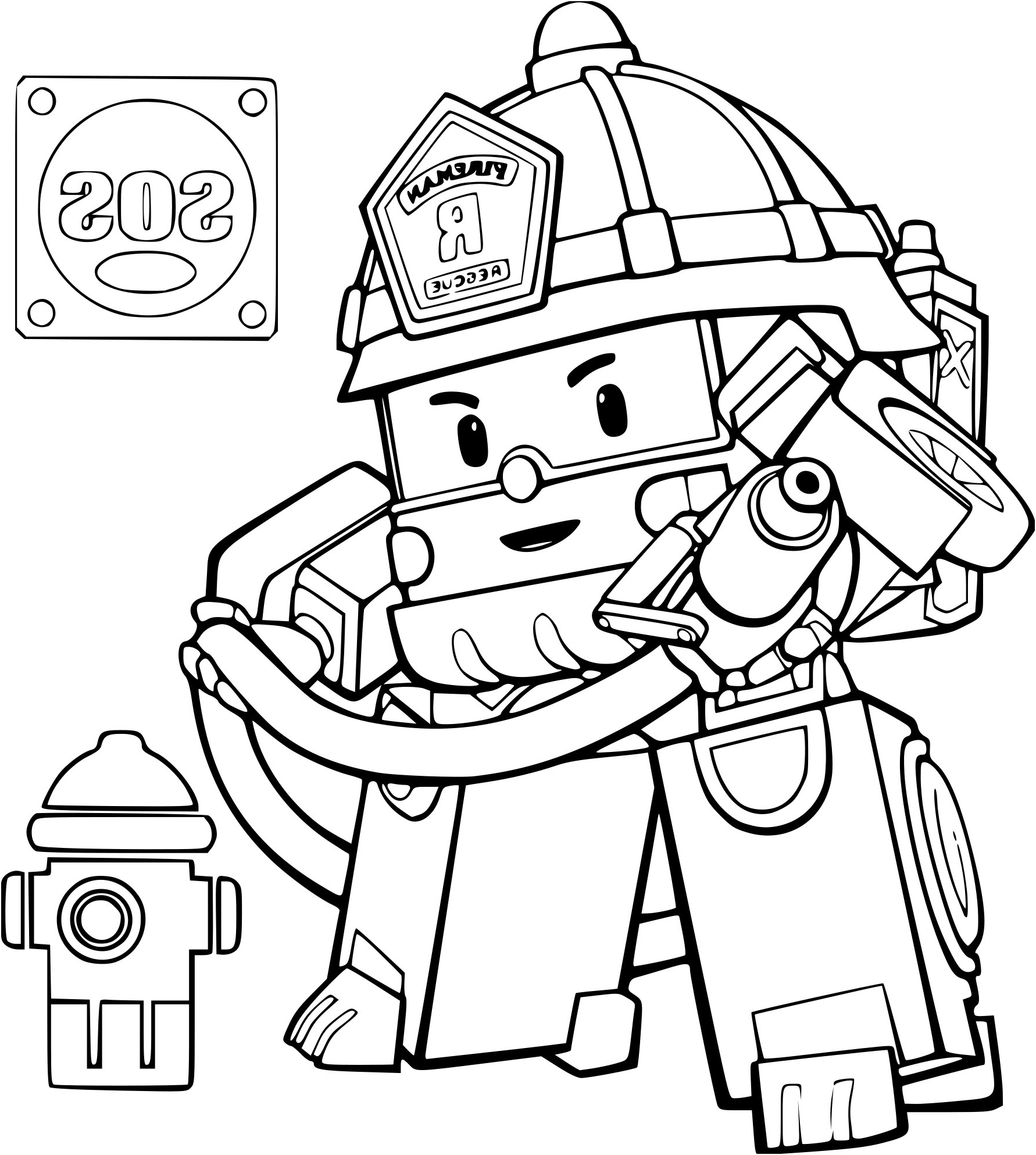 coloriage de robocar poli camion de pompier a imprimer sur tout dessin pompier a imprimer