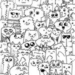 Coloriage Animaux Kawaii A Imprimer Nice Modèle De Chats De Griffonnage De Kawaii Fond Animal Mignon Grand Pour