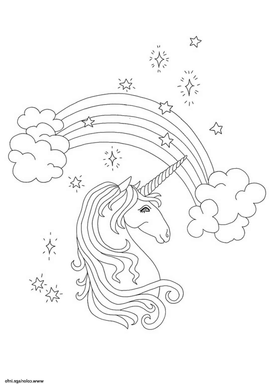 tete de licorne arc en ciel coloriage dessin