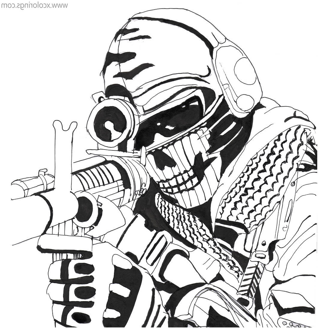 call of duty coloring pages zombie by kopale