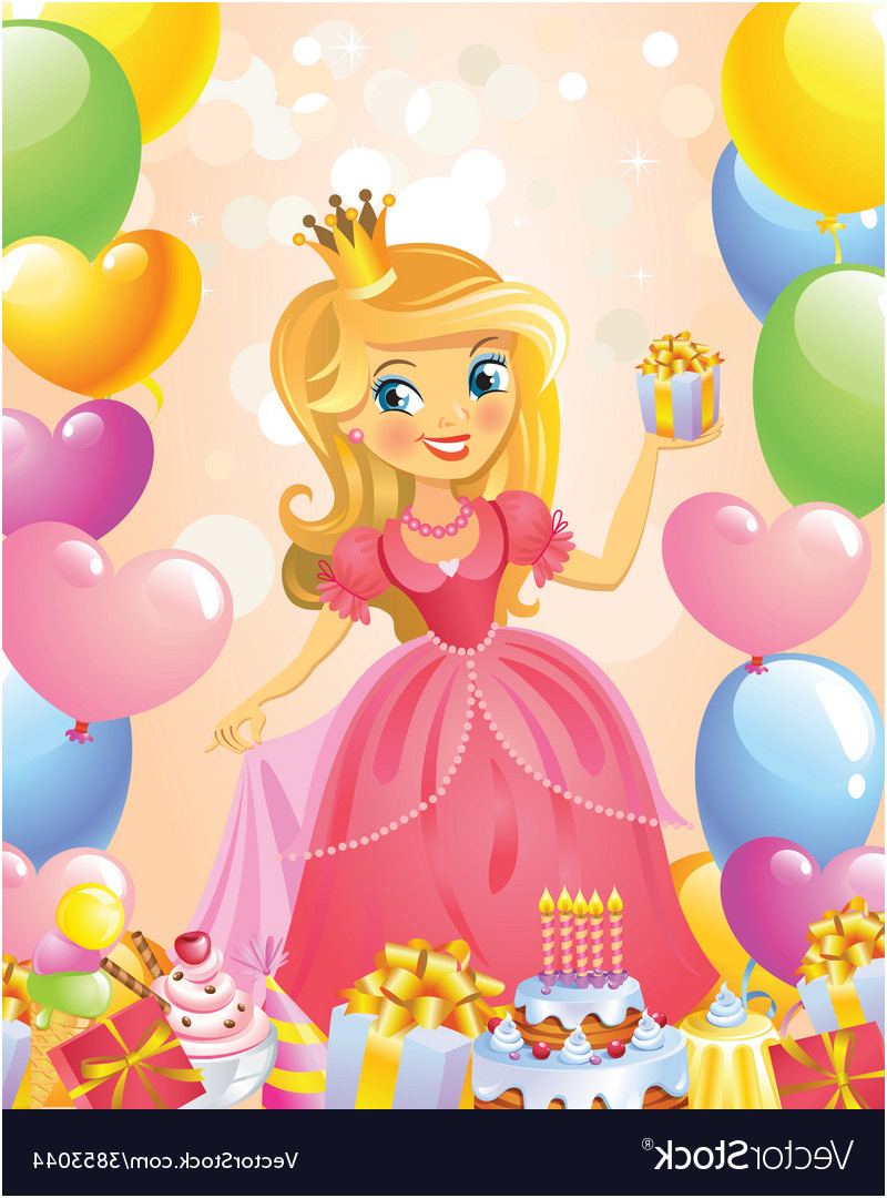 happy birthday princess greeting card vector