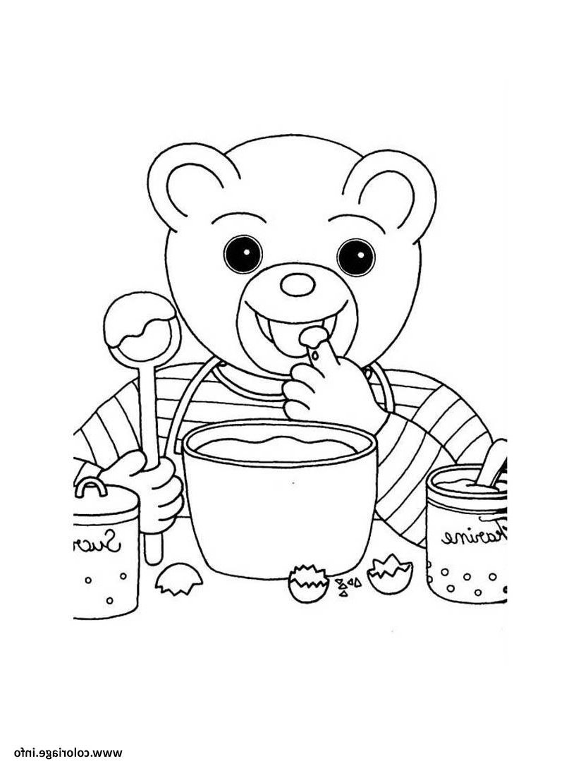 petit ours brun cuisine un gateau coloriage dessin