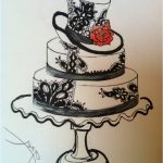 Coloriage De Gâteau D'anniversaire Nice Pin By Gina Lillie On Black And White Wedding Pops Of Color Cake Sketch C