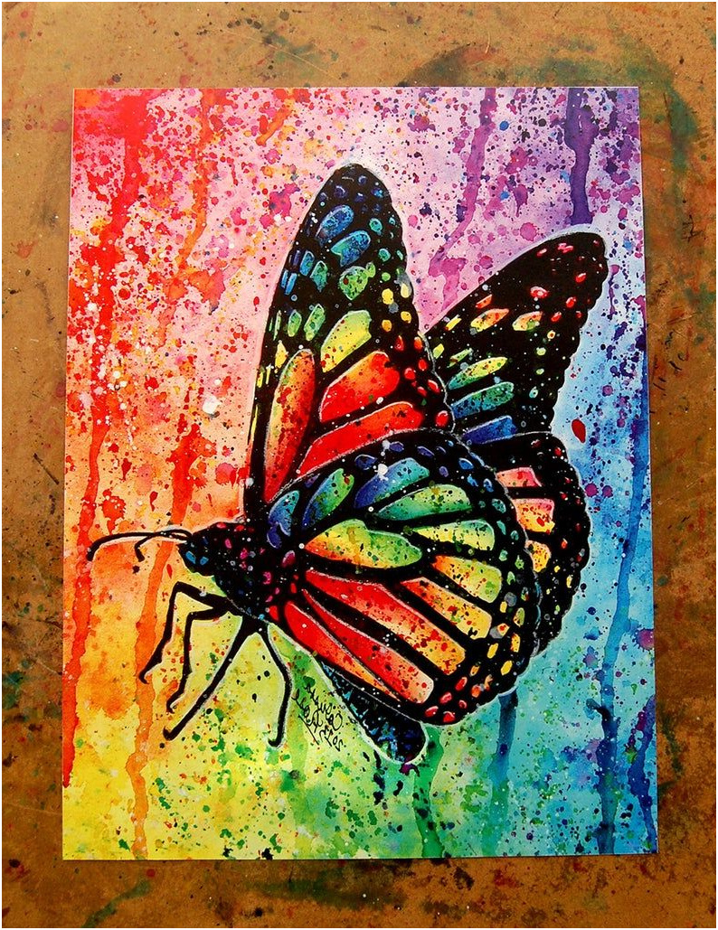 Coloriage De Papillon Coloré Inspiration Art Print butterfly Rainbow Pop Art Splatter Portrait Colorful Etsy butterfly Ar