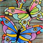 Coloriage De Papillon Coloré Nice Colorful Butterfly And Watercolor Black Glue Craft For Kids Spring Art Projects