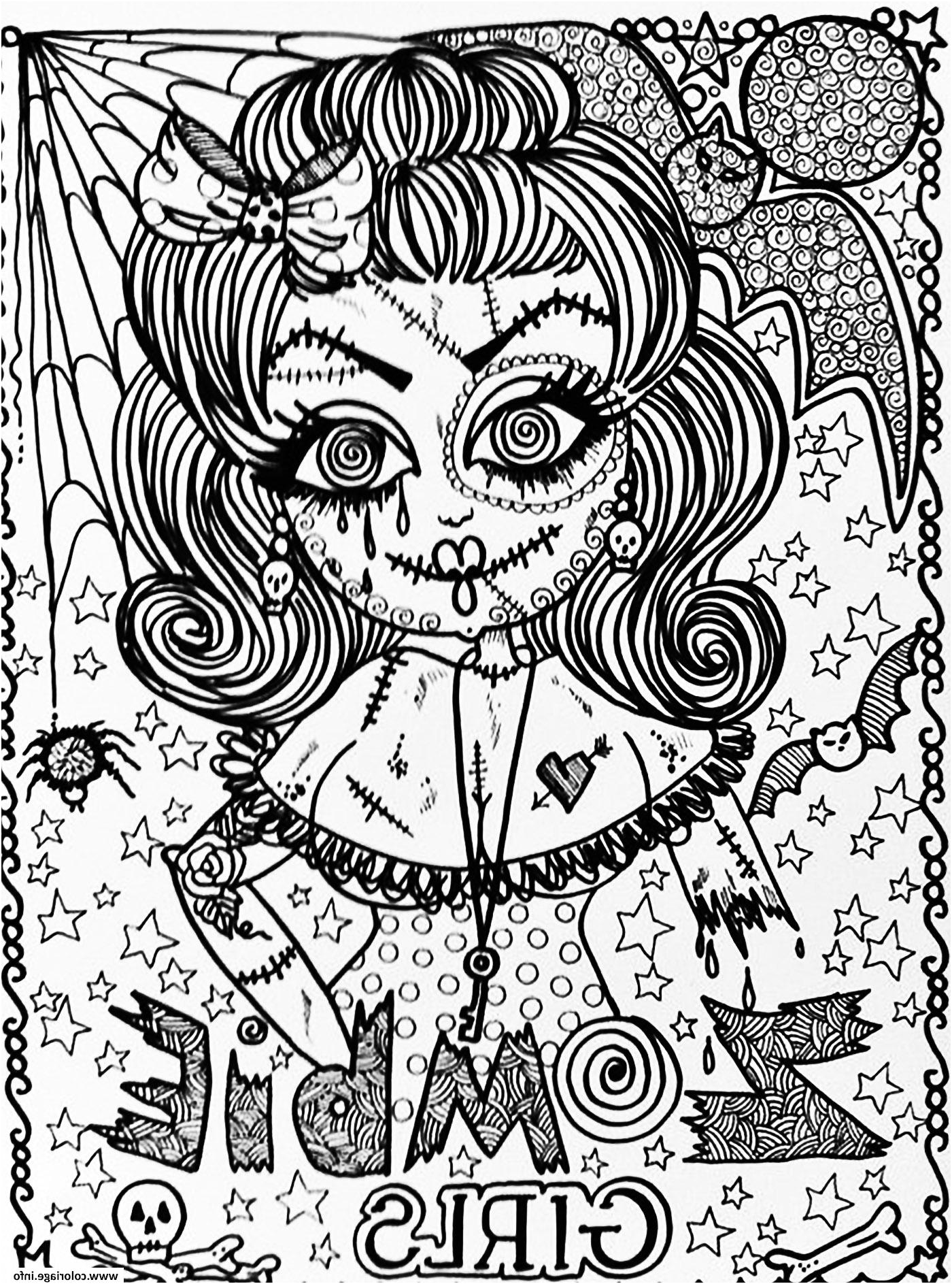 adulte halloween fille zombie coloriage