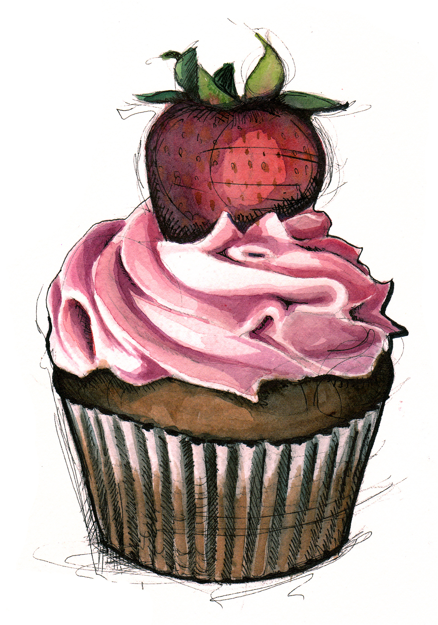 Drawn cupcake pink cupcake