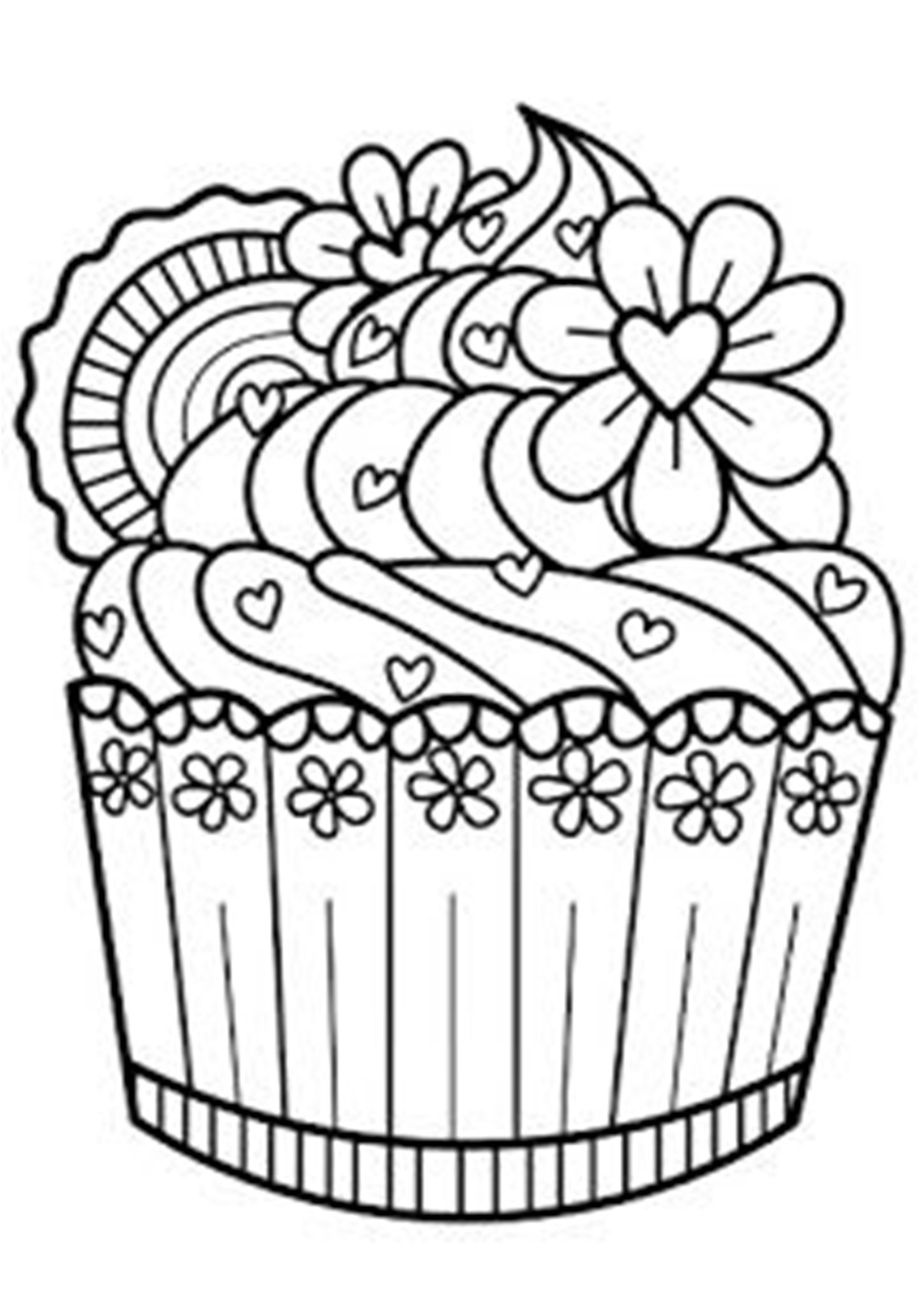 free easy to print cupcake coloring pages